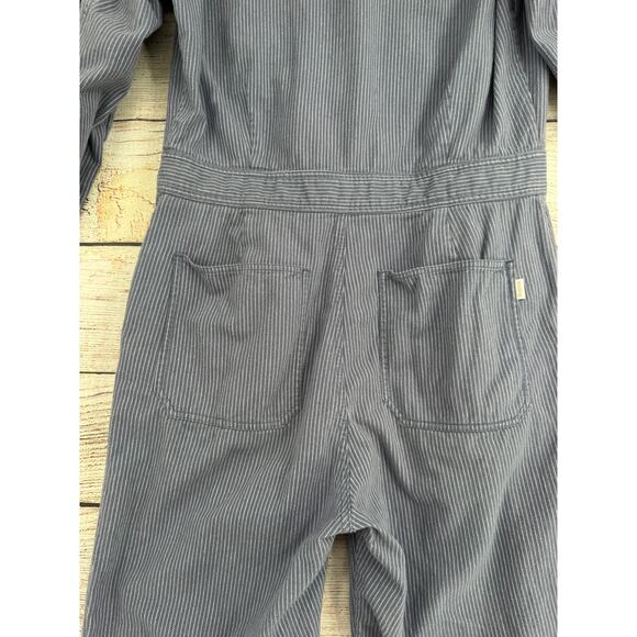 Brixton Hickory Striped Coveralls Jumpsuit Womens XS Blue White Button Front - Picture 7 of 14